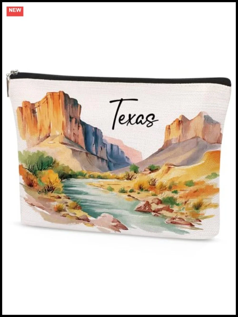 Waterproof Linen Texas Map Cosmetic Bag Toiletry Organizer Travel Pouch